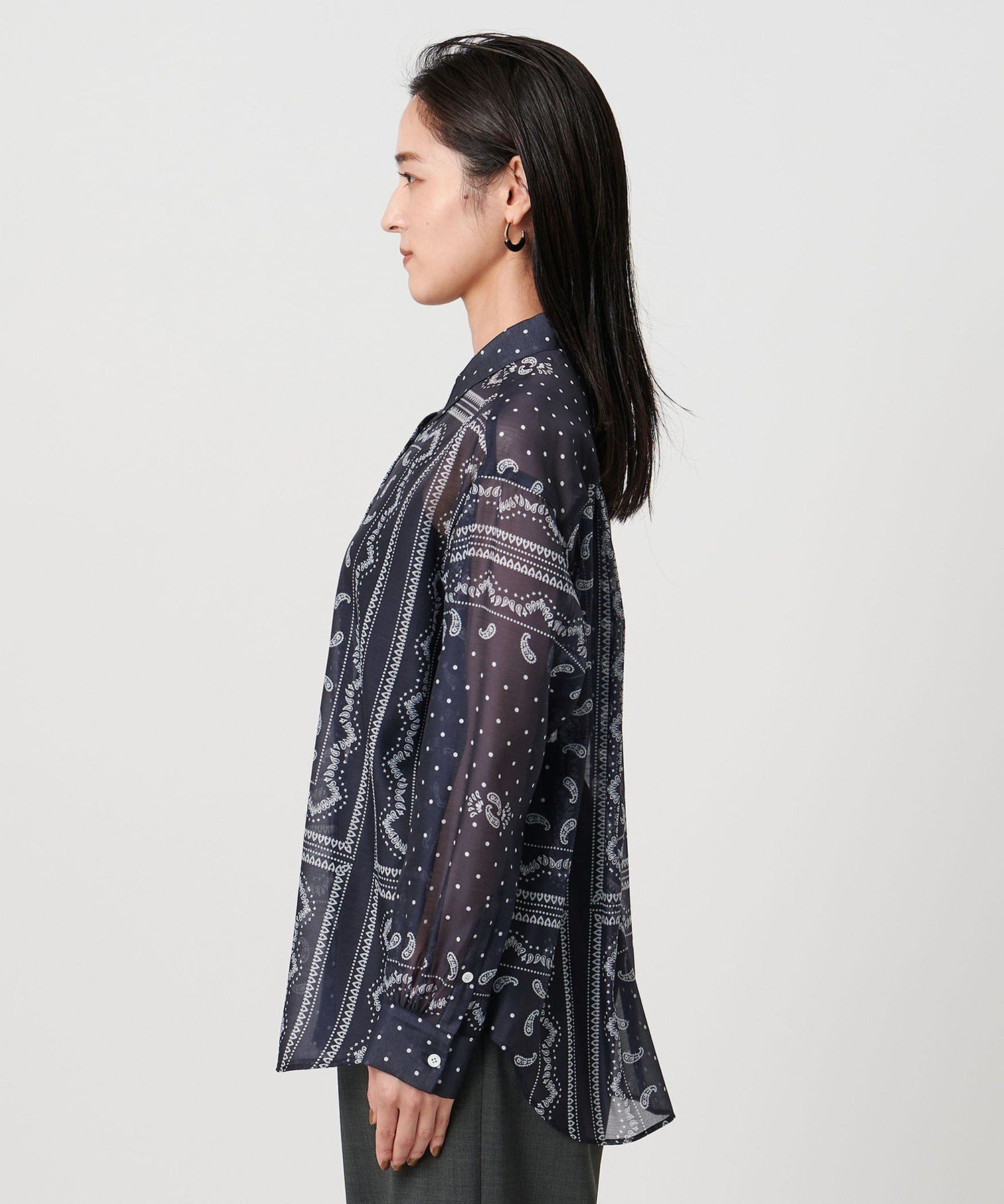 UNITED ARROWS｜オーガンジー プリント シャツ -ウォッシャブル