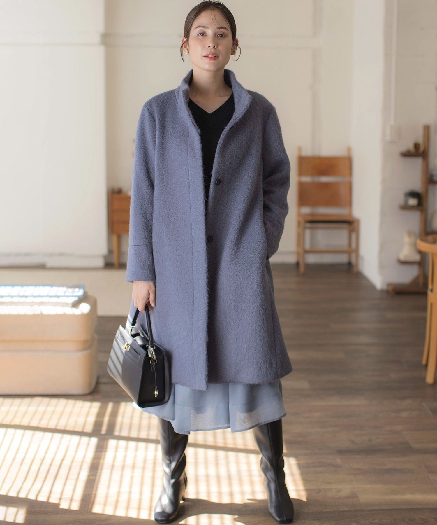 組曲｜スタンドカラーシャギーコート | Rakuten Fashion(楽天