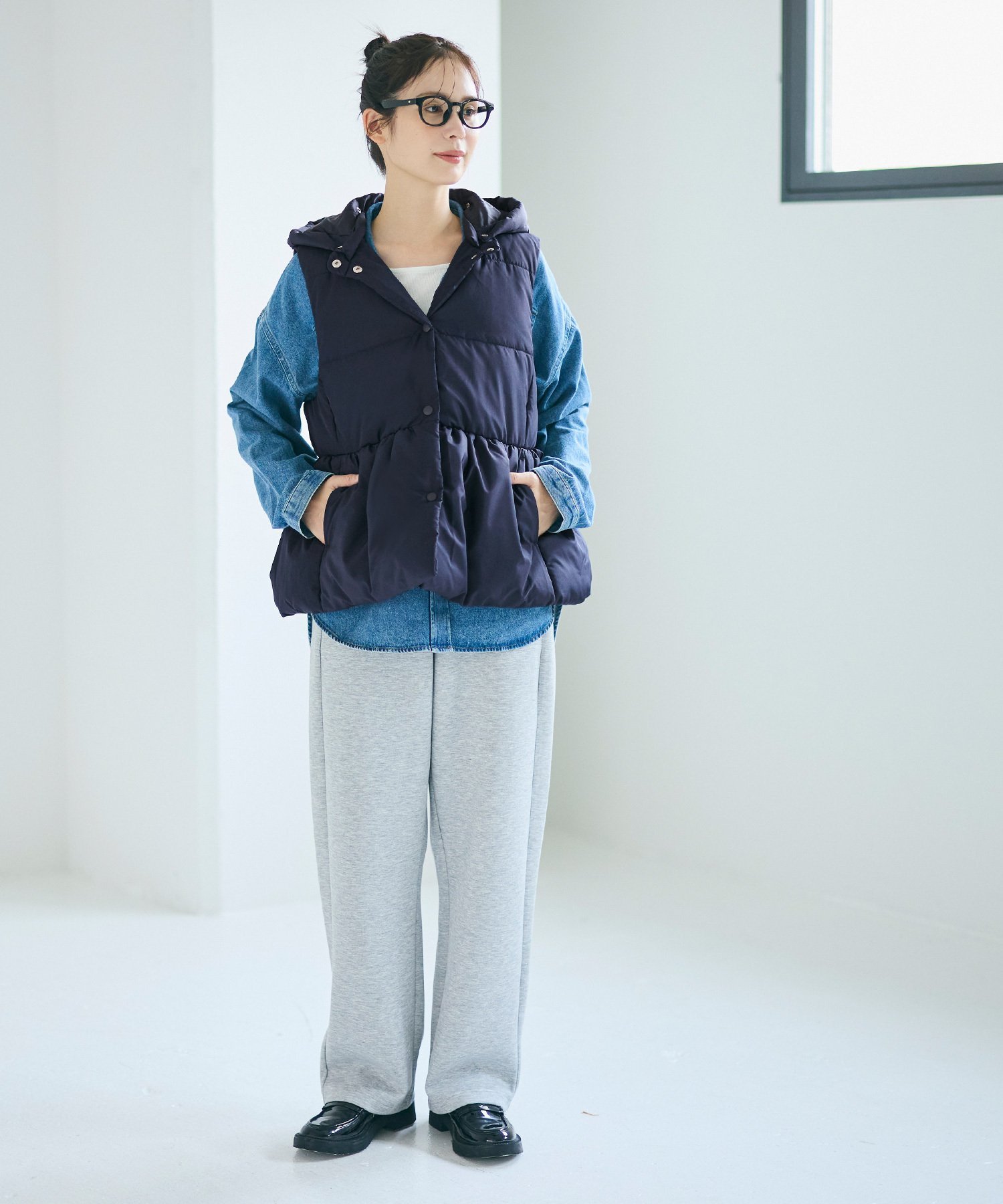 coca｜フード付きペプラム中綿ベスト | Rakuten Fashion(楽天