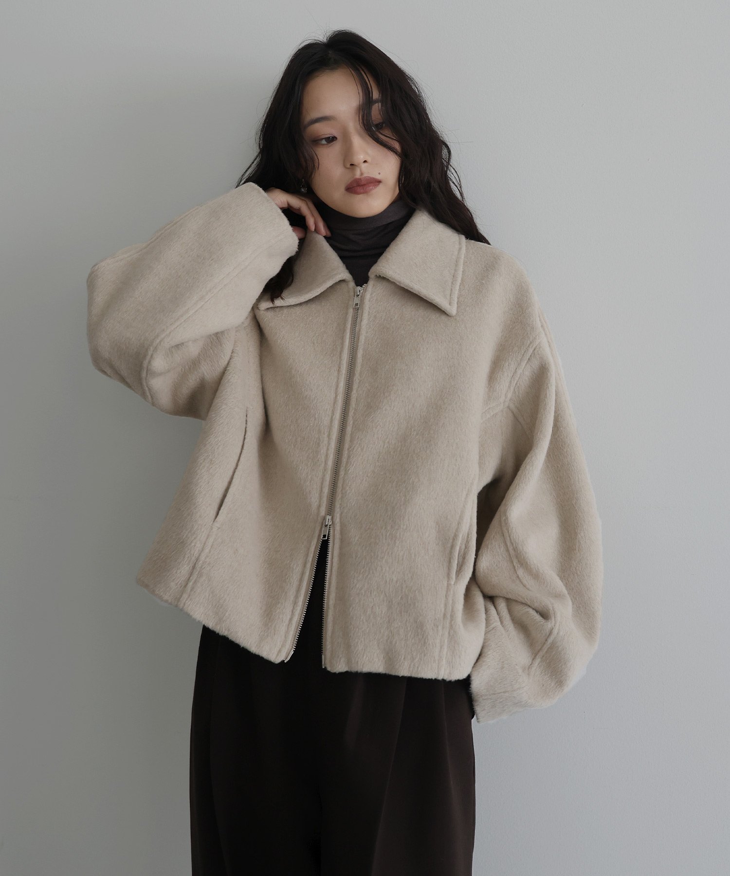 hellam｜フェイクビーバー ショート丈Wジップブルゾン | Rakuten