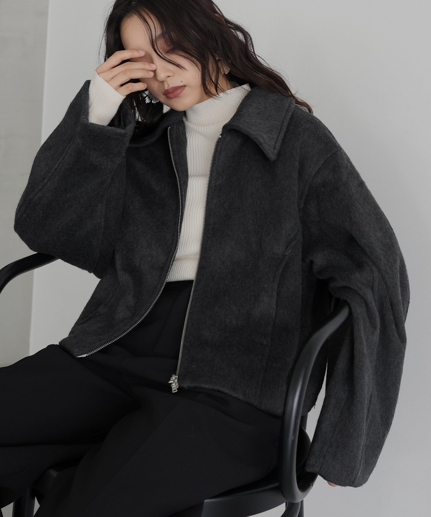 hellam｜フェイクビーバー ショート丈Wジップブルゾン | Rakuten