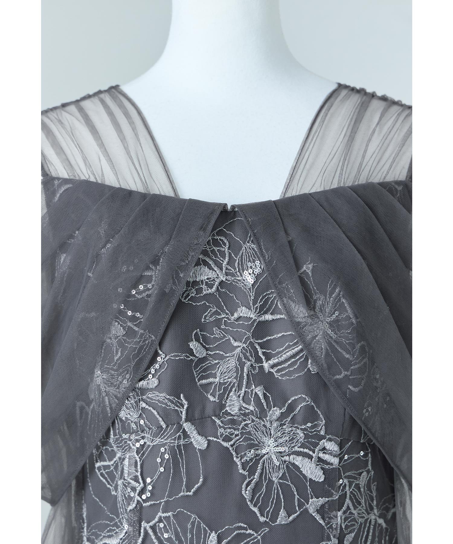 bflat｜オフショルダースパンコール刺繍レースドレス 結婚式 成人式