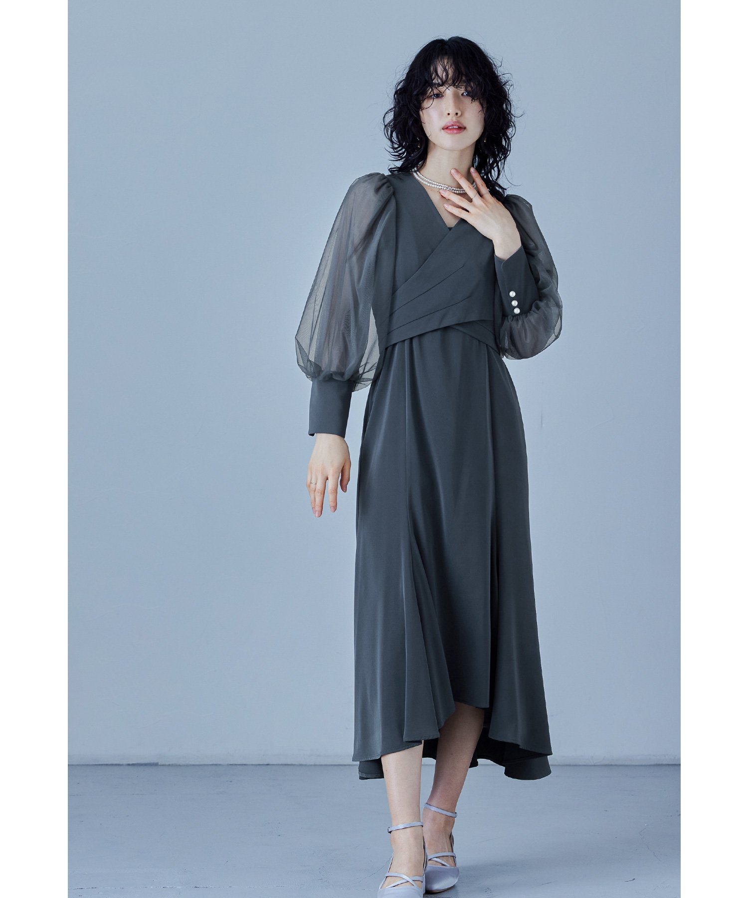 bflat｜クロスデザインブラウスセットドレス 結婚式 パーティードレス