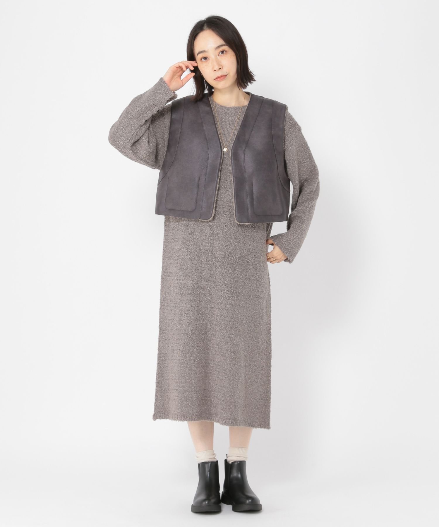 studio CLIP｜リバーシブルショートベスト | Rakuten Fashion(楽天