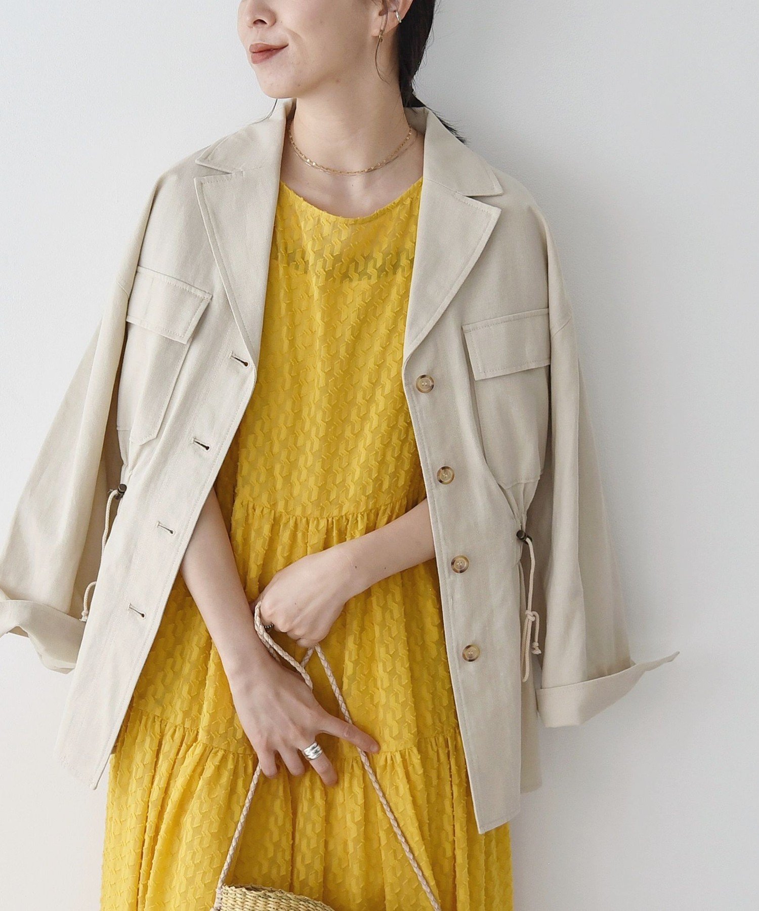 10s french vintage コットン シャツジャケット 山吹色 FOBFACTORY エフオービーファクトリー F2394フレンチ シャツジャケット