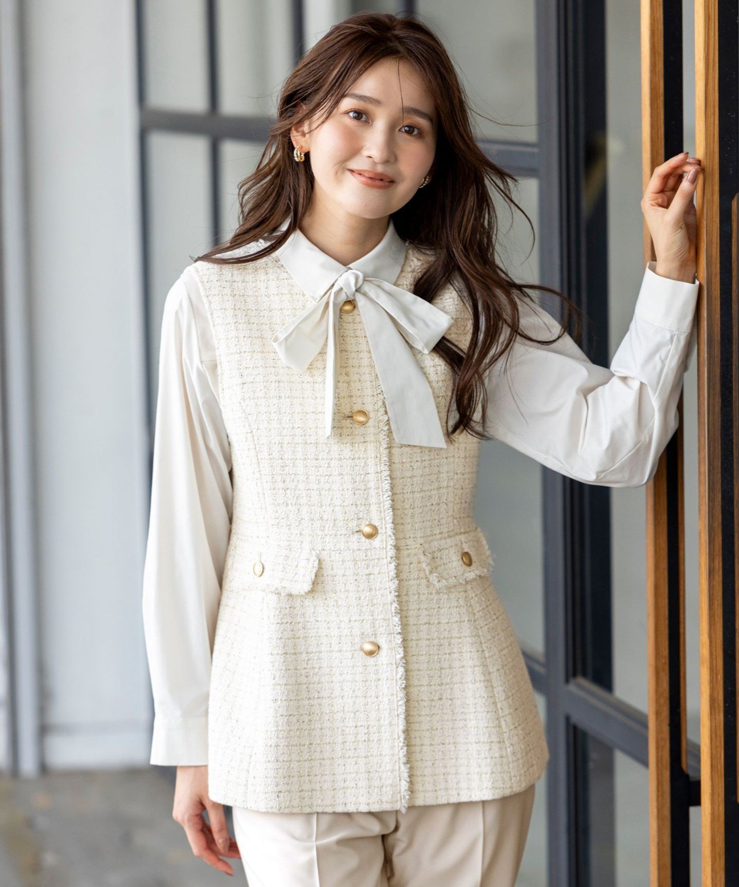 ANY SIS｜ファンシーツイードペプラム ジレ | Rakuten Fashion(楽天