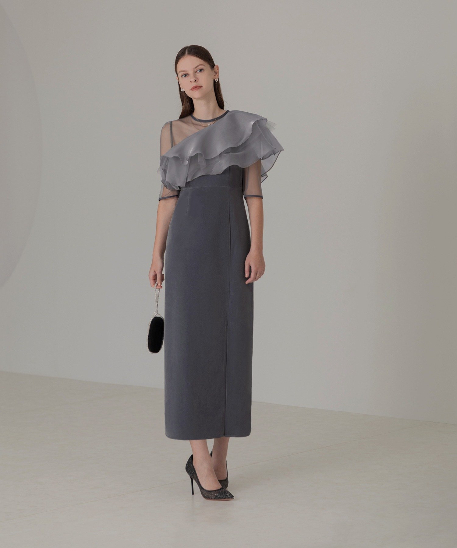 Leja｜LEJA-アシンメトリーティアードフリル3WAYベロアIライン