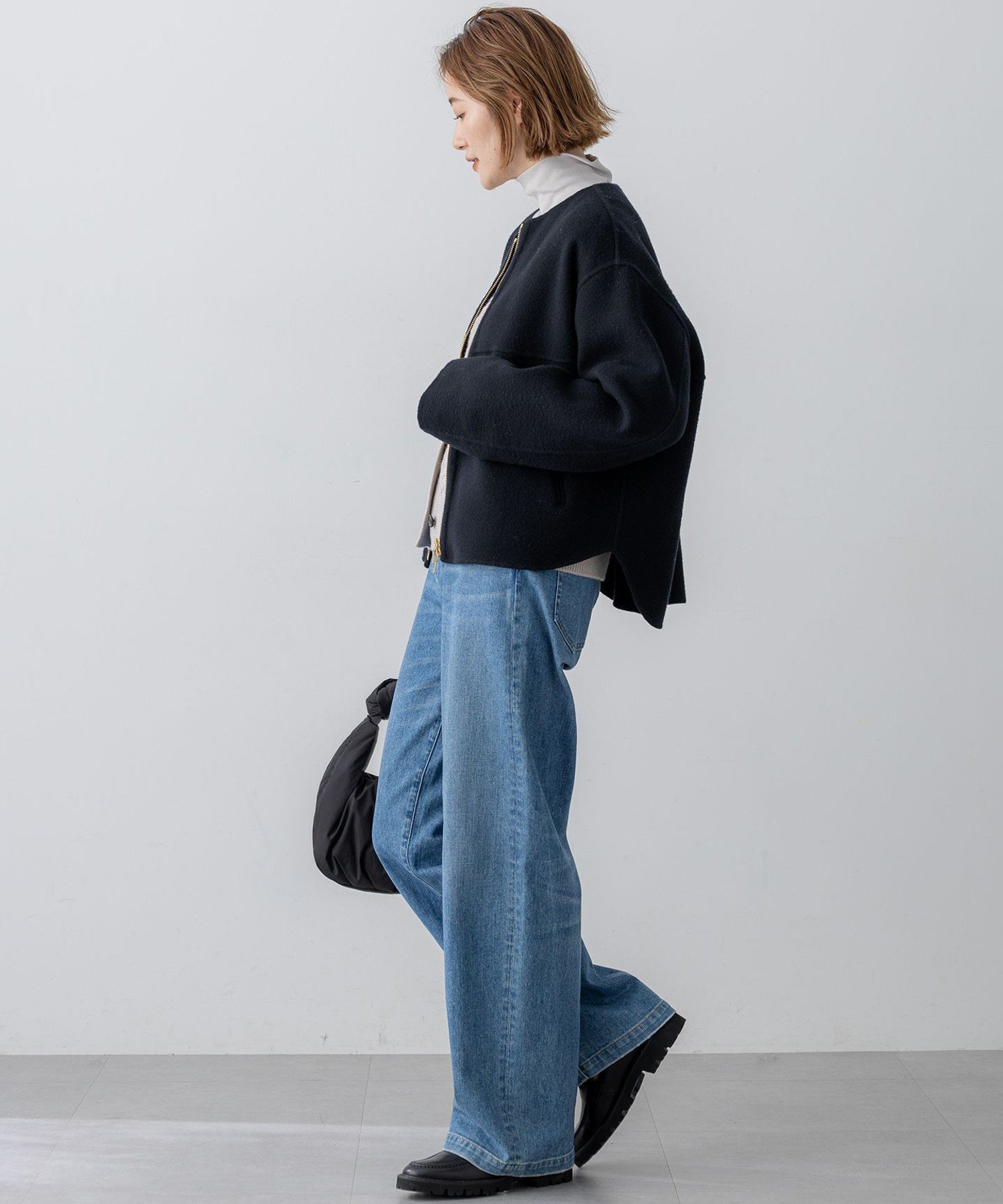 23区｜ウールライトリバー ノーカラー ショートコート | Rakuten