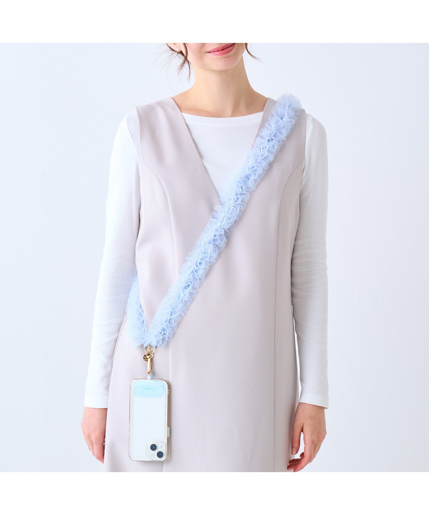 Francfranc｜スマホショルダーストラップ チュール ブルー (ストラップ