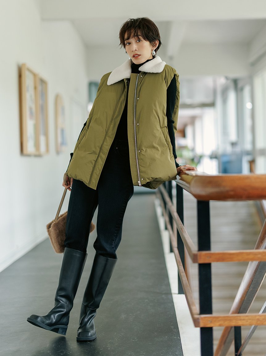 Mila Owen｜ボア衿リサイクルダウンベスト | Rakuten Fashion(楽天