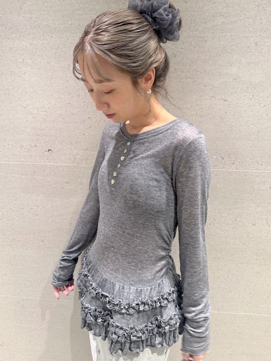 FURFUR｜裾フリルジャージートップス | Rakuten Fashion(楽天