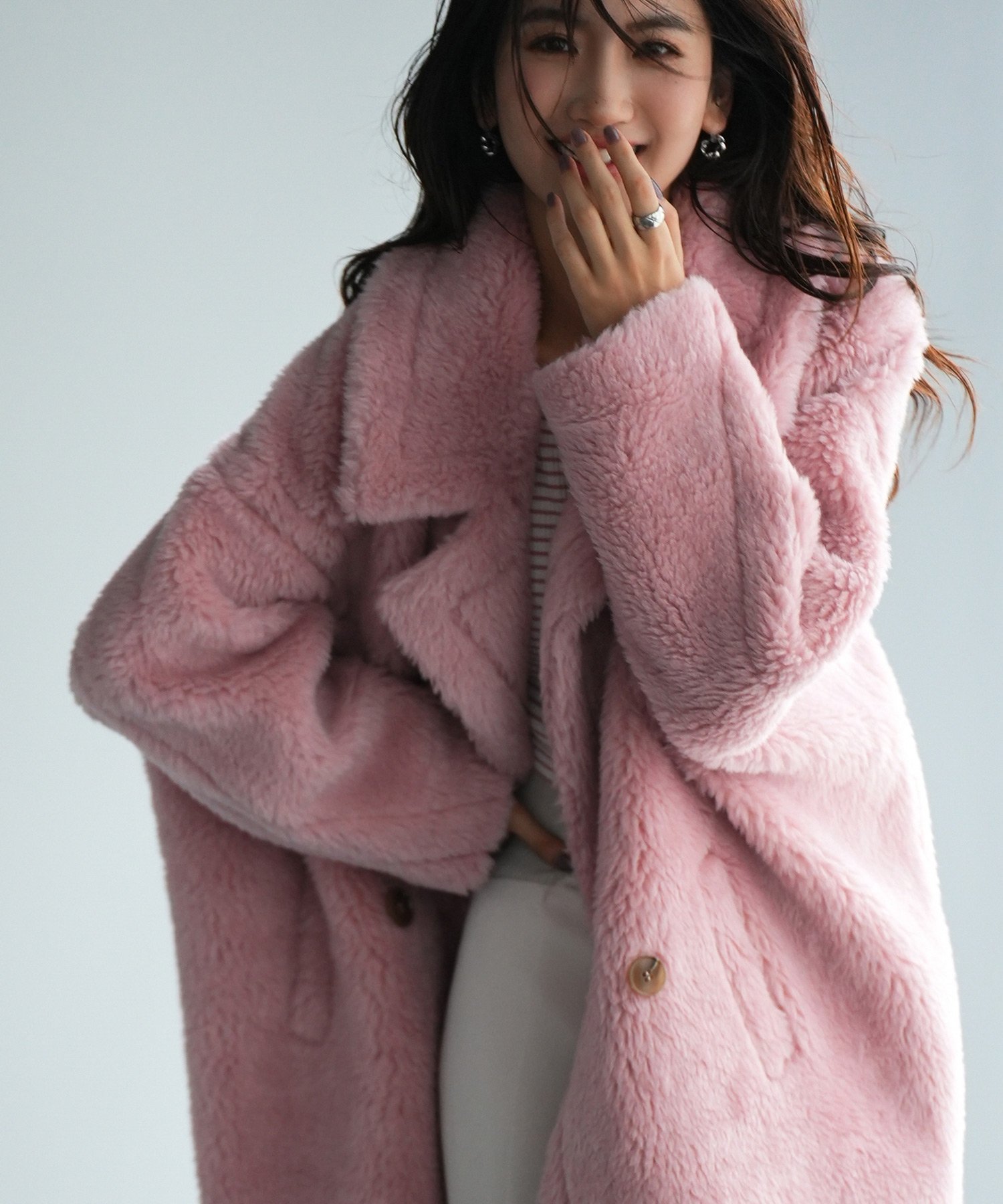 SAISON DE PAPILLON｜モコモコきれいめロングボアコート | Rakuten