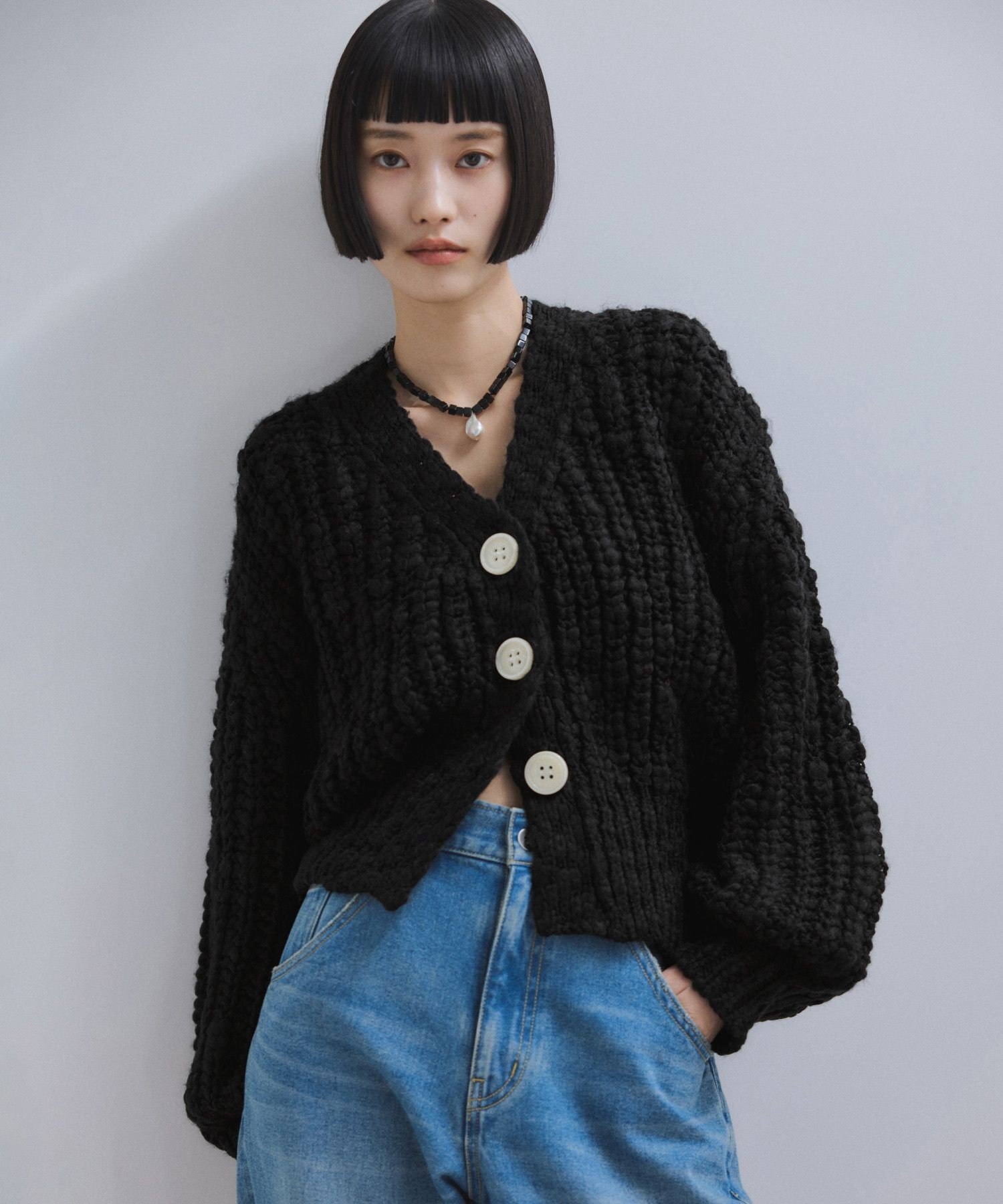 ADAM ET ROPE'｜【WEB限定】ローゲージクロップドカーディガン