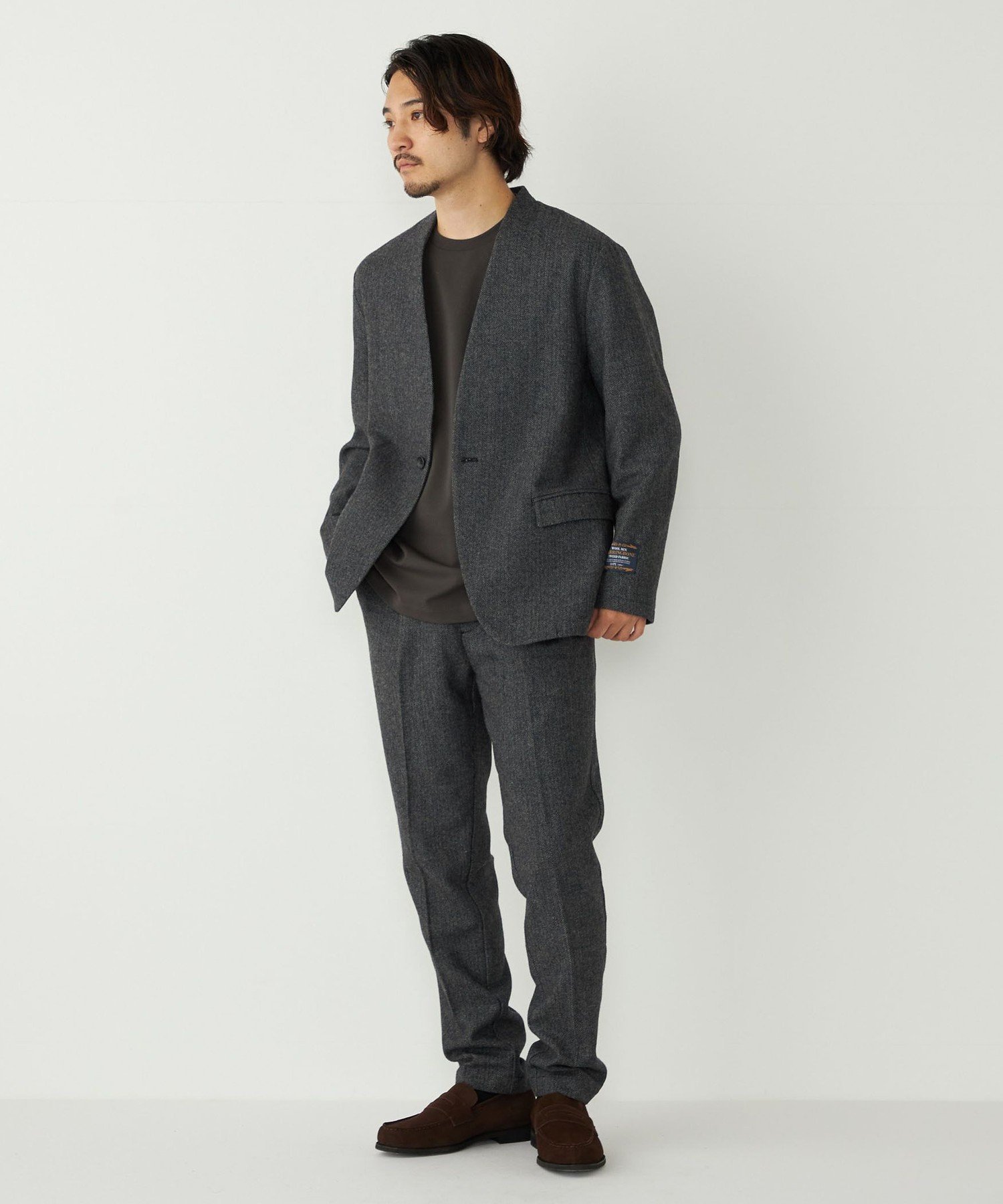 SHIPS｜SHIPS Colors:T/W ツイード ノーカラー ジャケット