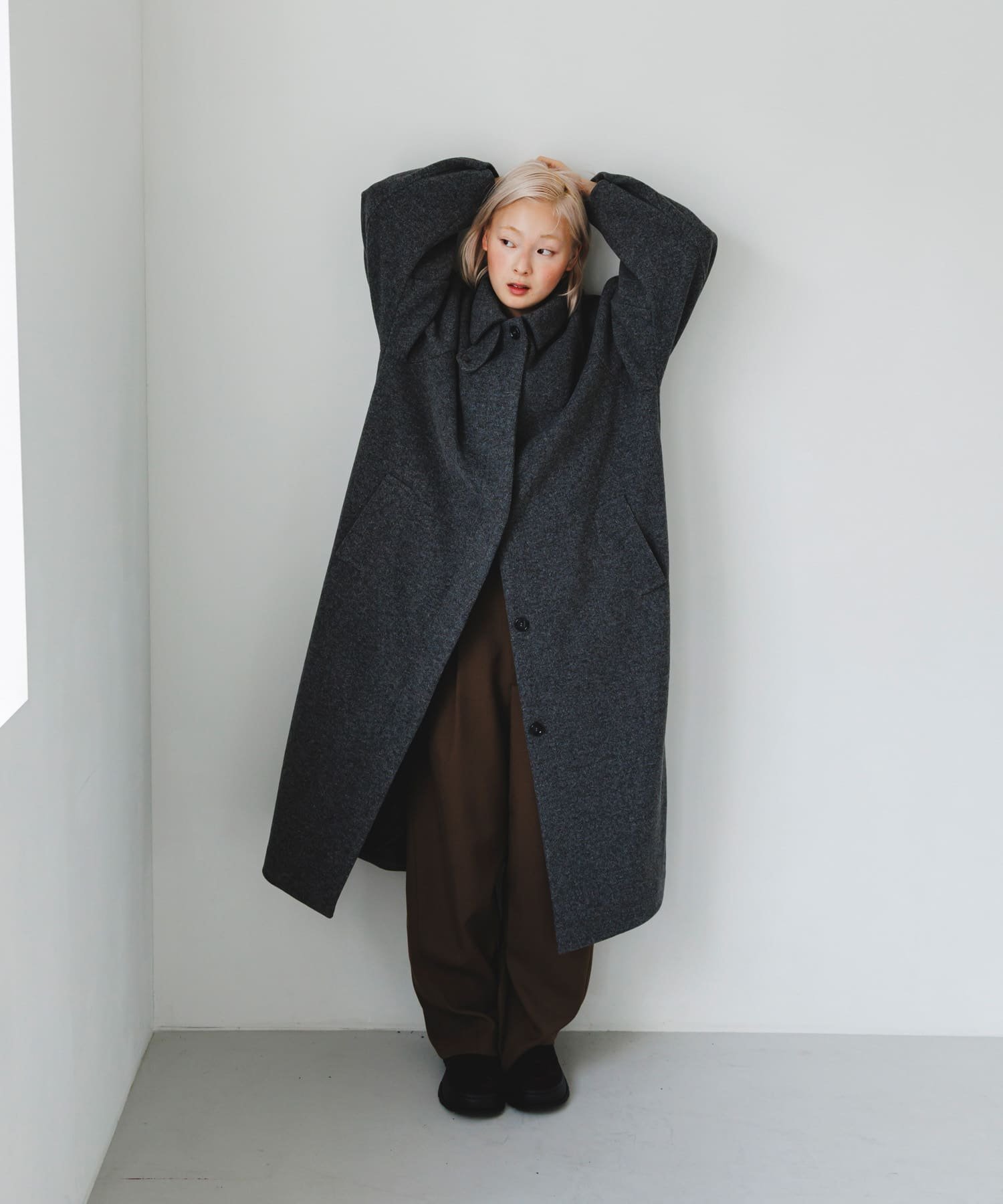 KBF｜ステンカラーコクーンロングコート | Rakuten Fashion(楽天