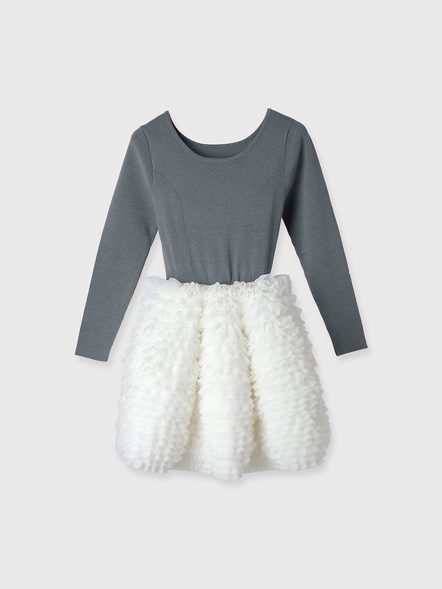EIMY ISTOIRE｜ボリュームチュールフリルニットワンピース | Rakuten