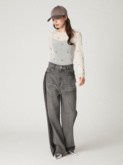 FRAY I.D｜【00サイズ】リボンモチーフストレートワイドデニム