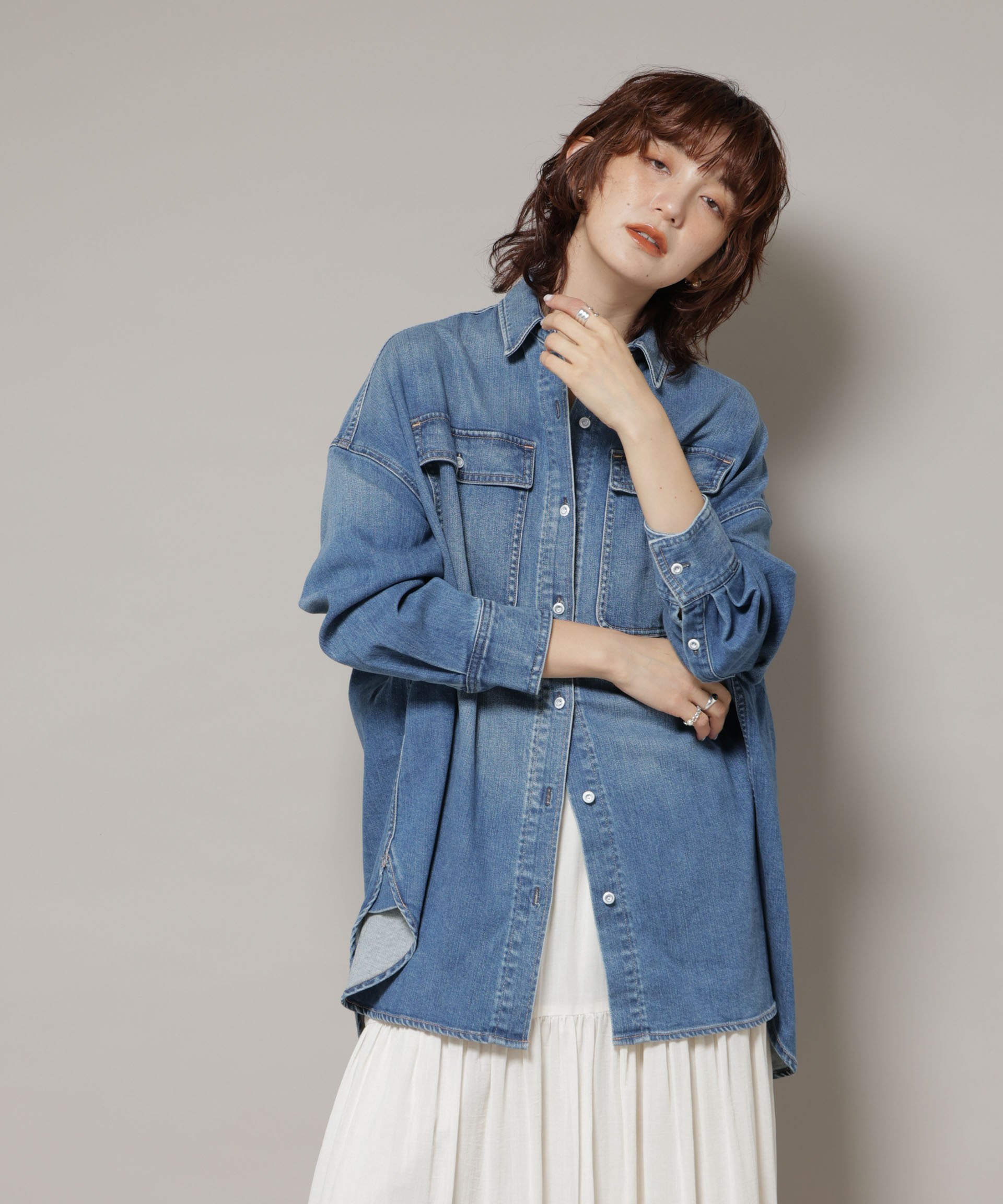 NANO universe｜Healthy DENIM/Almond デニム ビッグシャツ | Rakuten