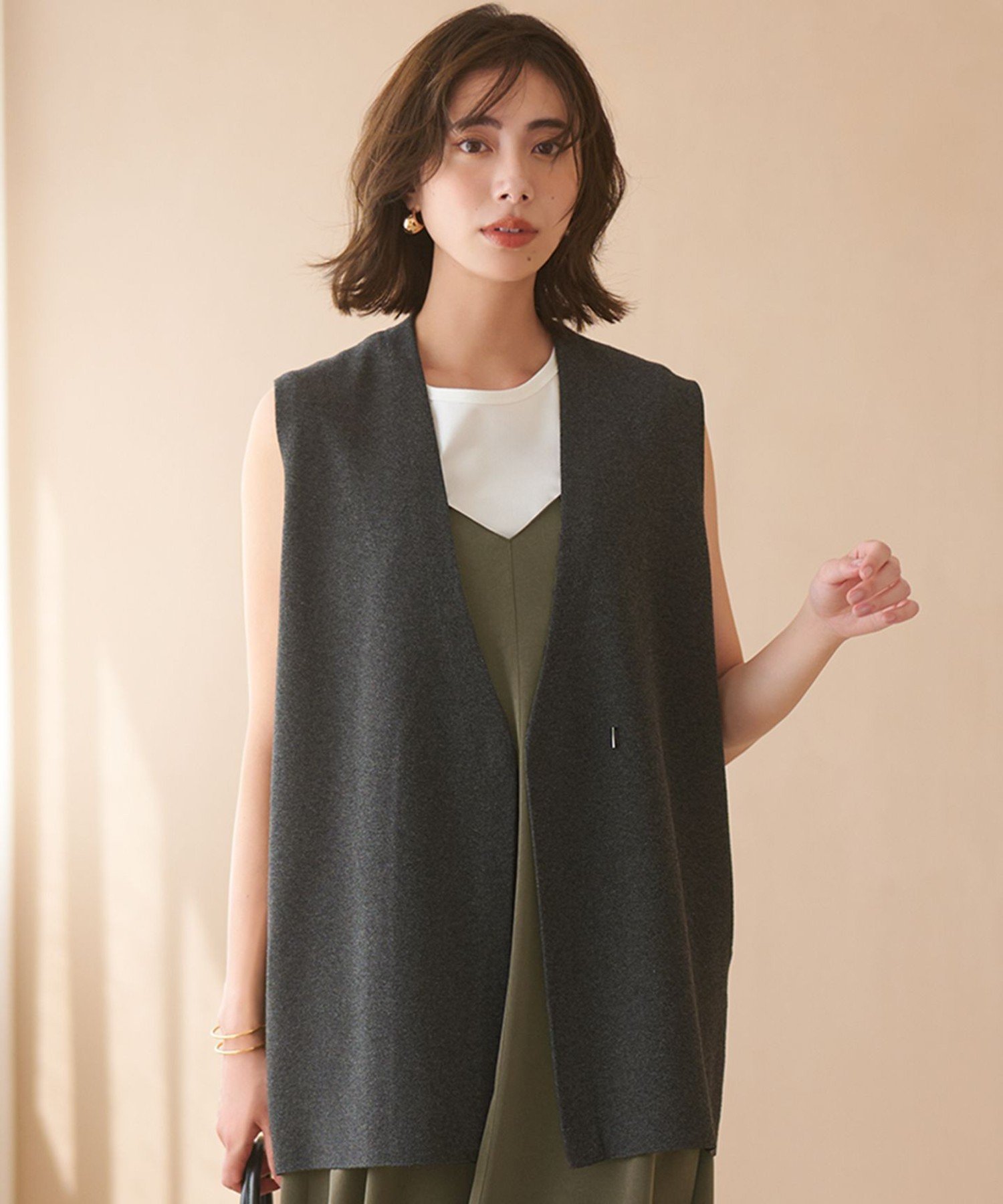 23区｜【洗える/吊り干しOK】ヴィスコースストレッチ ニットベスト