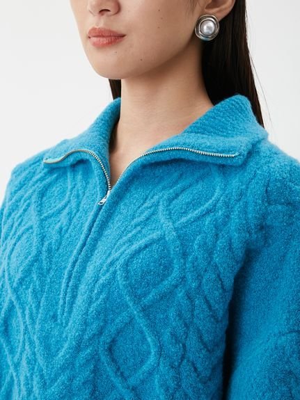 Mila Owen｜アランブークレーハーフジップニットプルオーバー