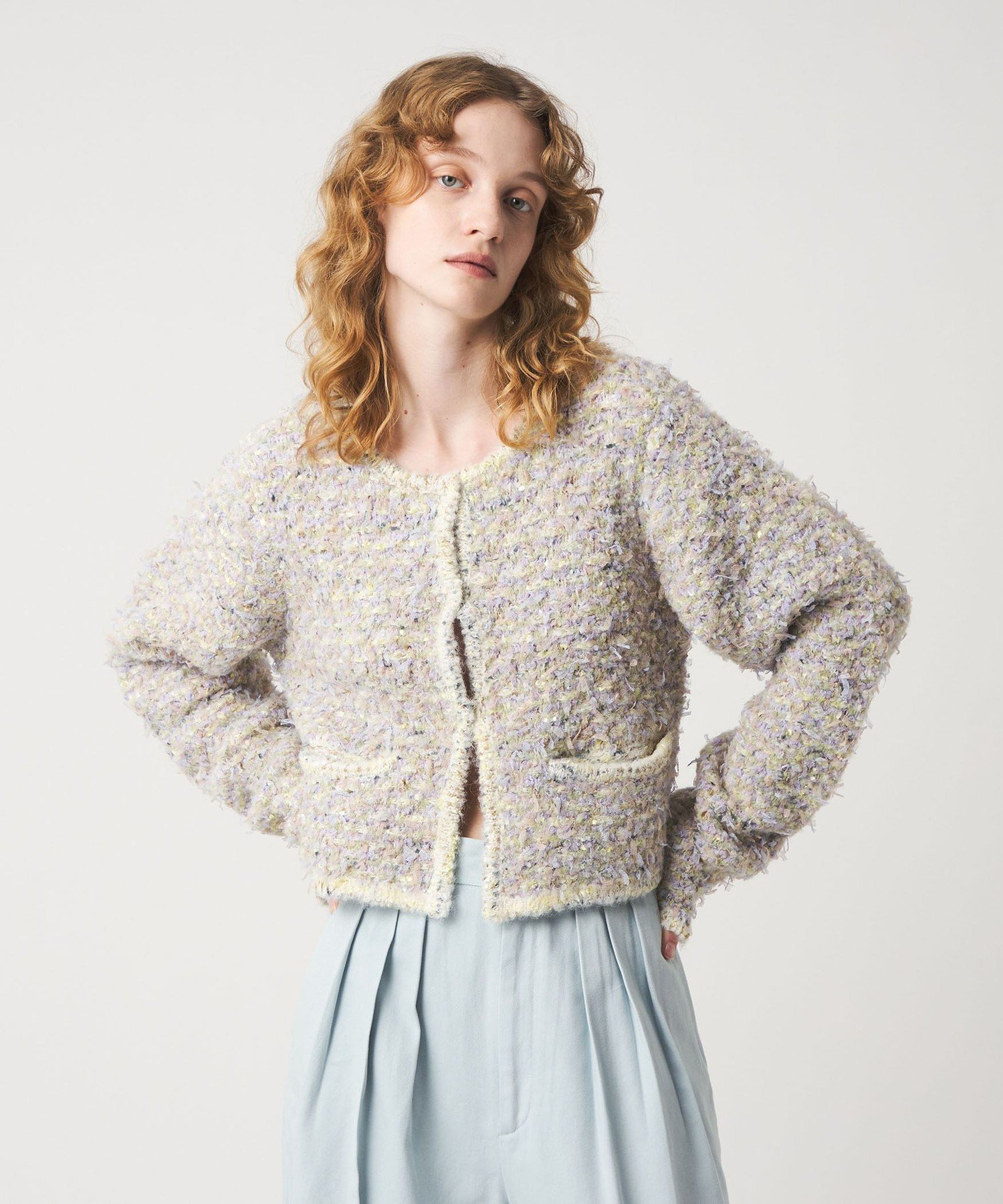 roku 6 ニットカーディガン Beauty & youth 6(ROKU)＞カラーシアー ニット カーディガン