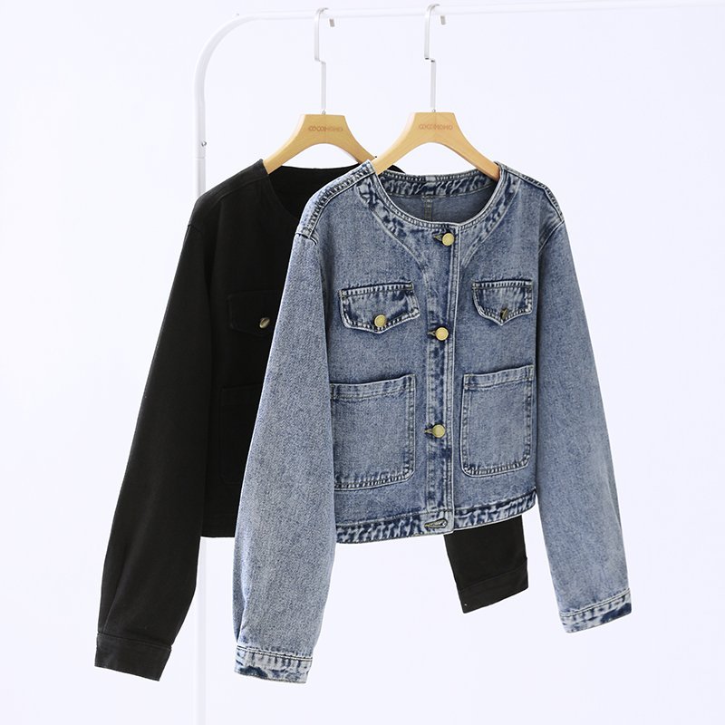 COCOMOMO｜ノーカラーデニムジャケット デニムジャケット Gジャン