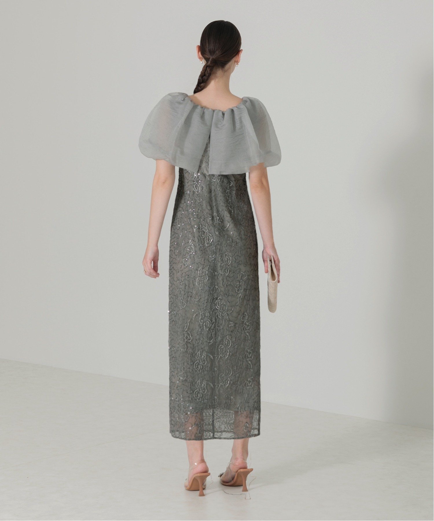 Leja｜LEJA-2WAYオフショルダーパフスリーブIラインワンピースドレス