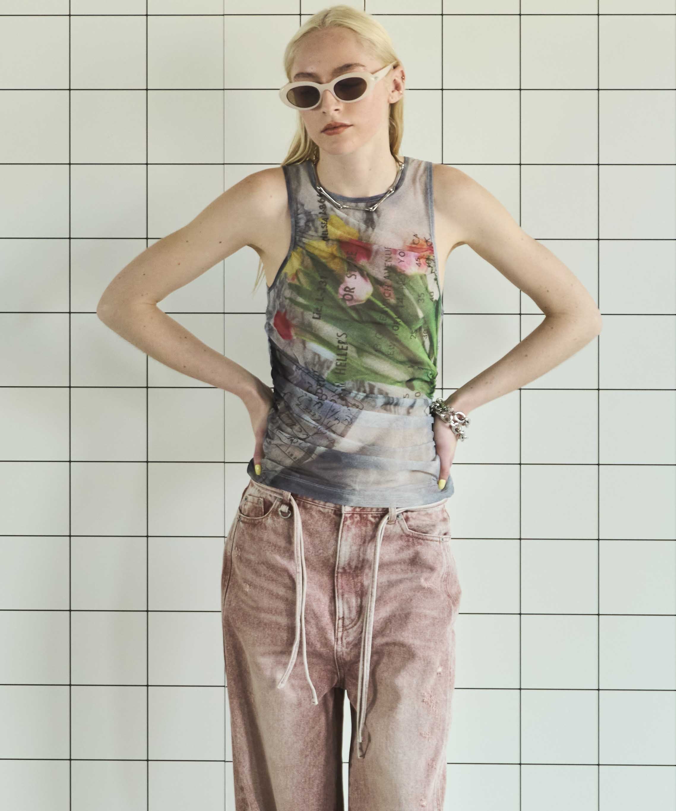 MAISON SPECIAL｜Tulip Gather Mesh Tank Top | Rakuten Fashion(楽天