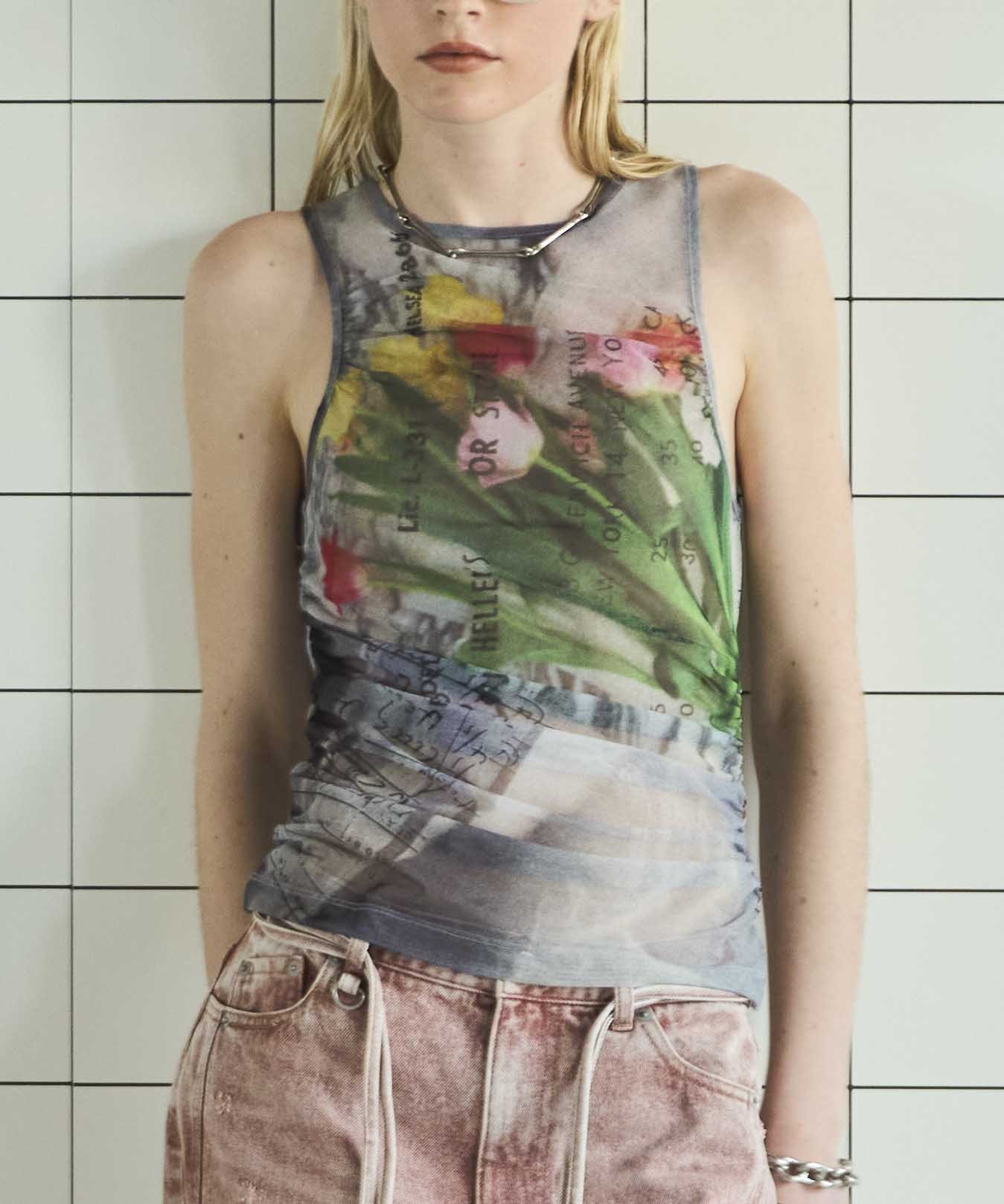 MAISON SPECIAL｜Tulip Gather Mesh Tank Top | Rakuten Fashion(楽天