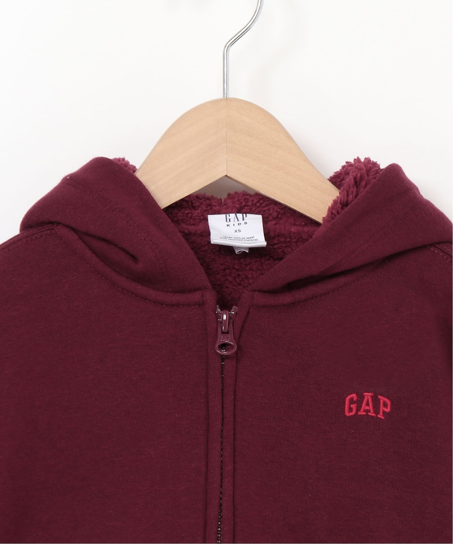 GAP フルジップパーカー フーディー 裏ボア ロゴ ワインレッド y2k GAP