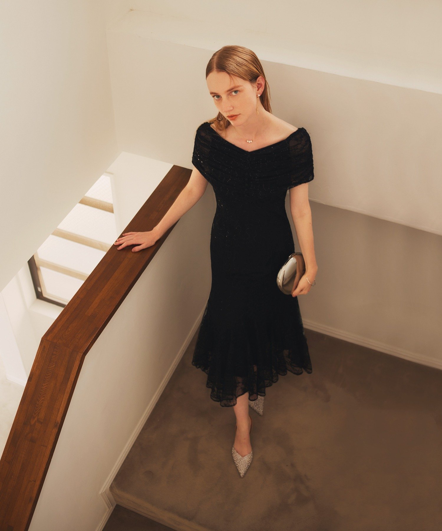 Leja｜LEJA-2WAYレース花柄オフショルダーマーメイドロングワンピース