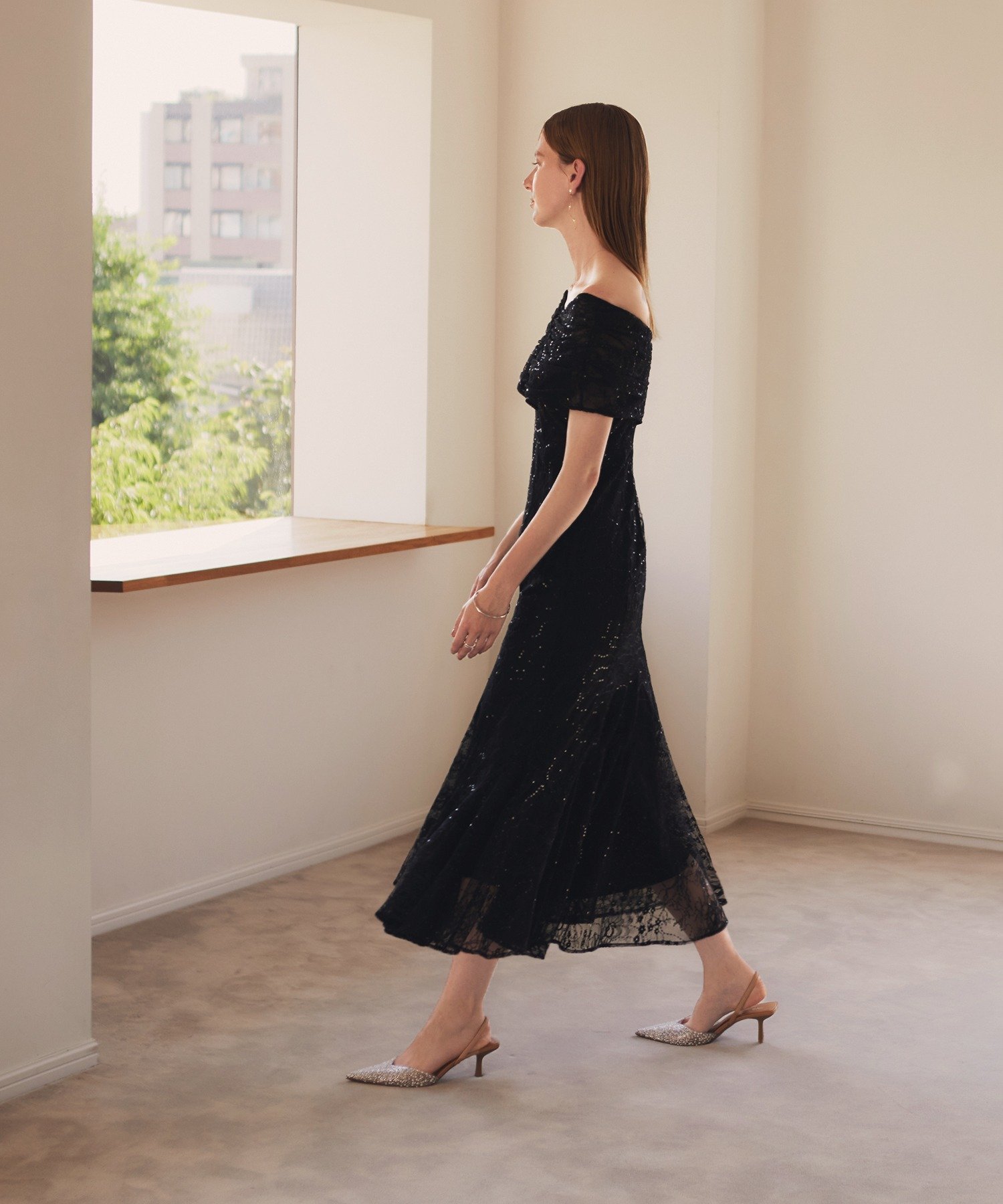 Leja｜LEJA-2WAYレース花柄オフショルダーマーメイドロングワンピース