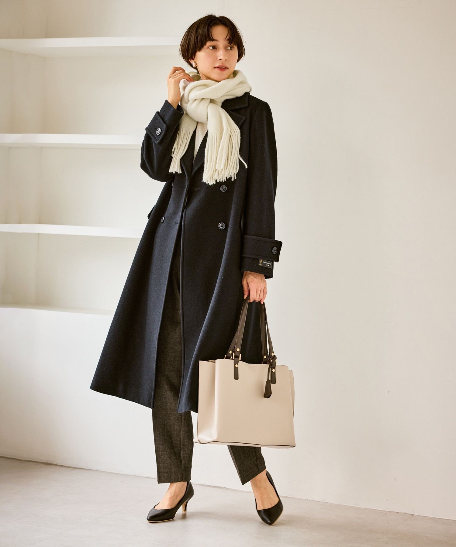 16.5万円 パオローニ PAOLONI ダブル チェスターロングコート PAOLONI