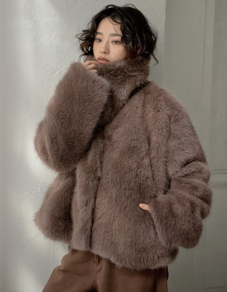 Re:EDIT｜ビッグカラーフェイクファーショートコート | Rakuten