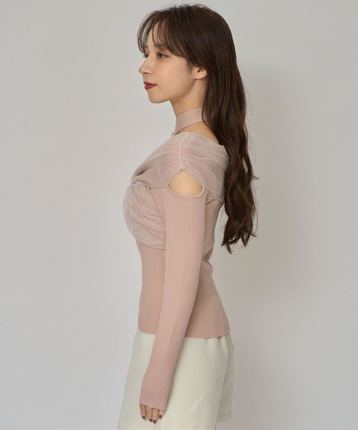 REDYAZEL｜チョーカークロスチュールニットトップス | Rakuten Fashion