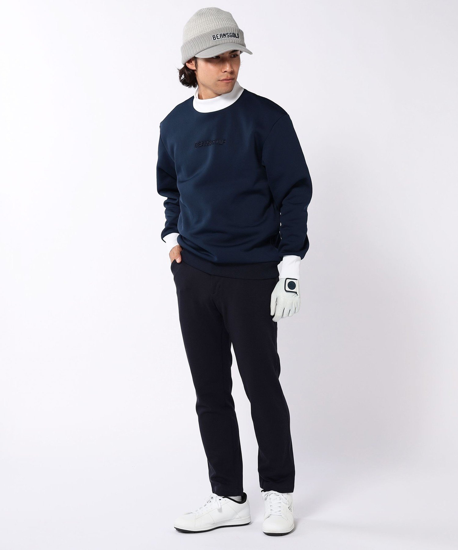 ☆美品☆BEAMS GOLF エンボスチェックモックネック サイズ M BEAMS