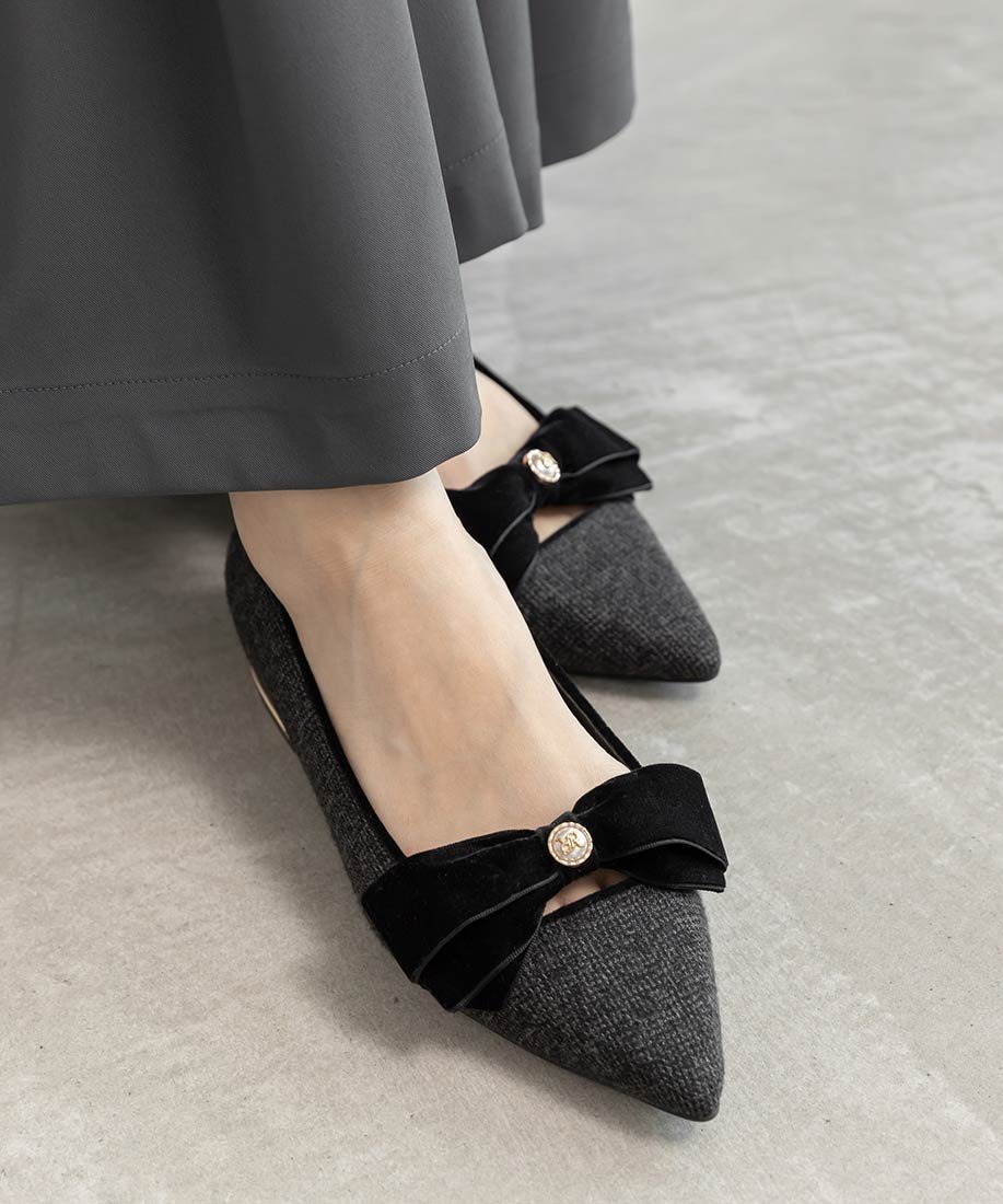 RANDA｜ベロアリボンクラシカルフラットパンプス | Rakuten Fashion