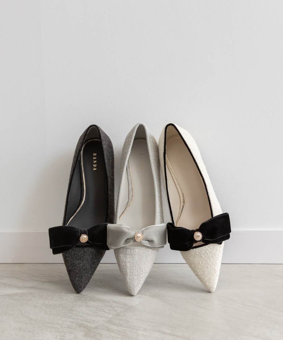 RANDA｜ベロアリボンクラシカルフラットパンプス | Rakuten Fashion