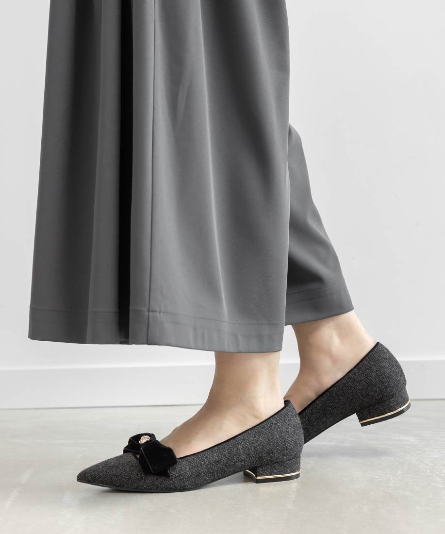 RANDA｜ベロアリボンクラシカルフラットパンプス | Rakuten Fashion