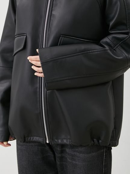 Mila Owen｜ステンカラーフェイクレザーブルゾン | Rakuten Fashion