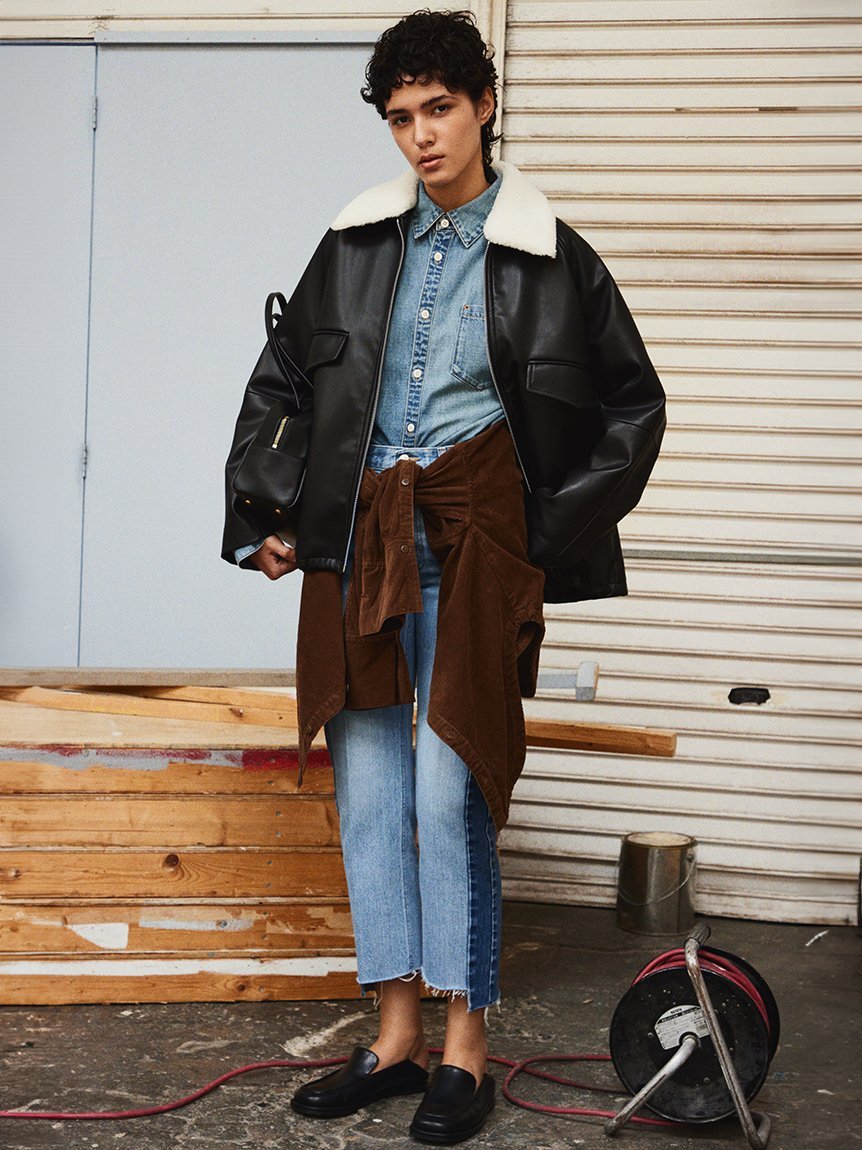 Mila Owen｜ステンカラーフェイクレザーブルゾン | Rakuten Fashion