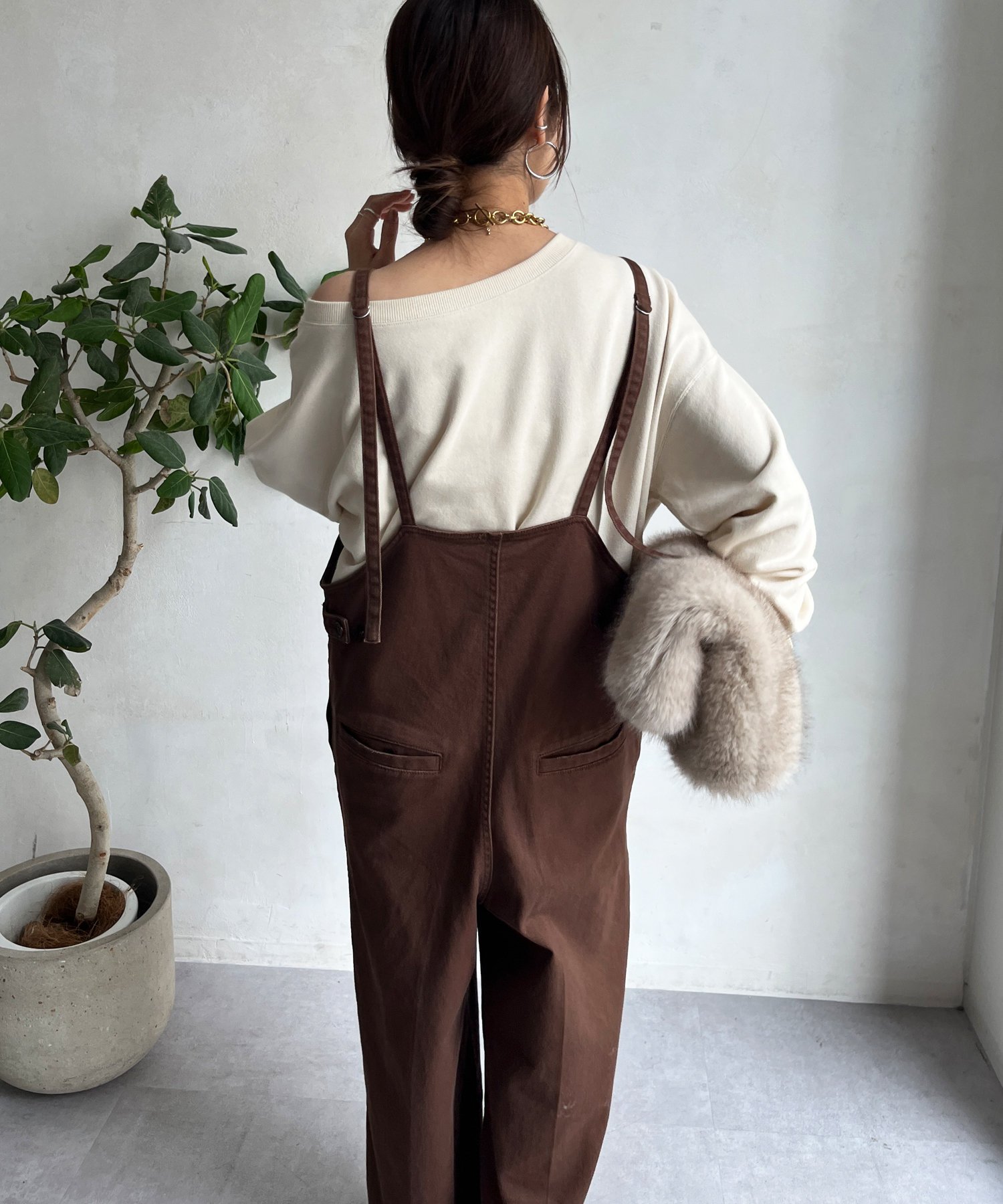 DOUDOU｜細紐デニムフロントジップサロペット | Rakuten Fashion(楽天