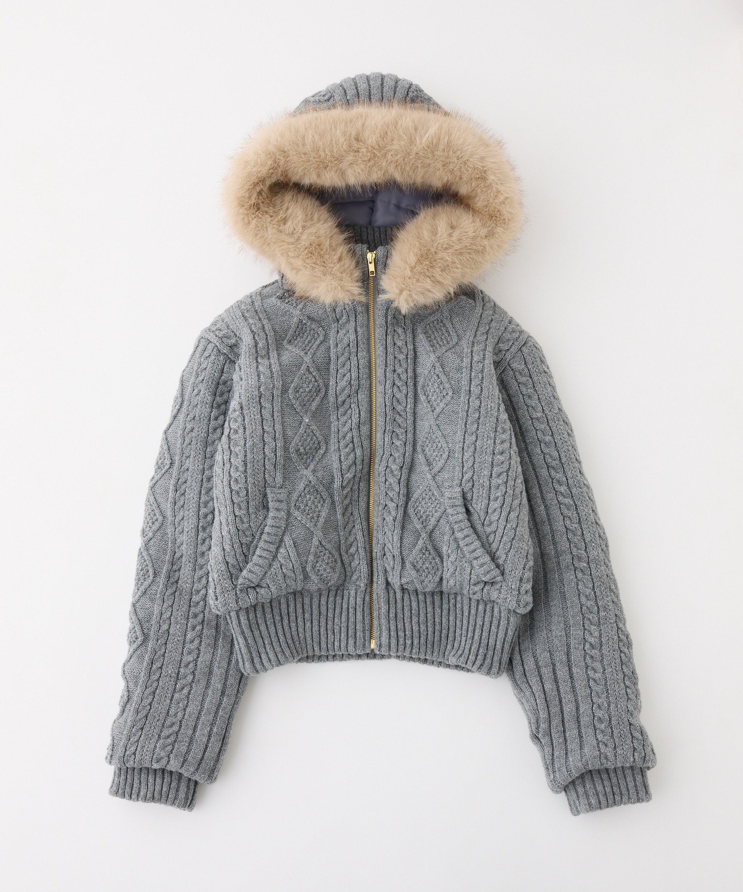 one after another NICE CLAUP｜ケーブルニット中綿ブルゾン | Rakuten