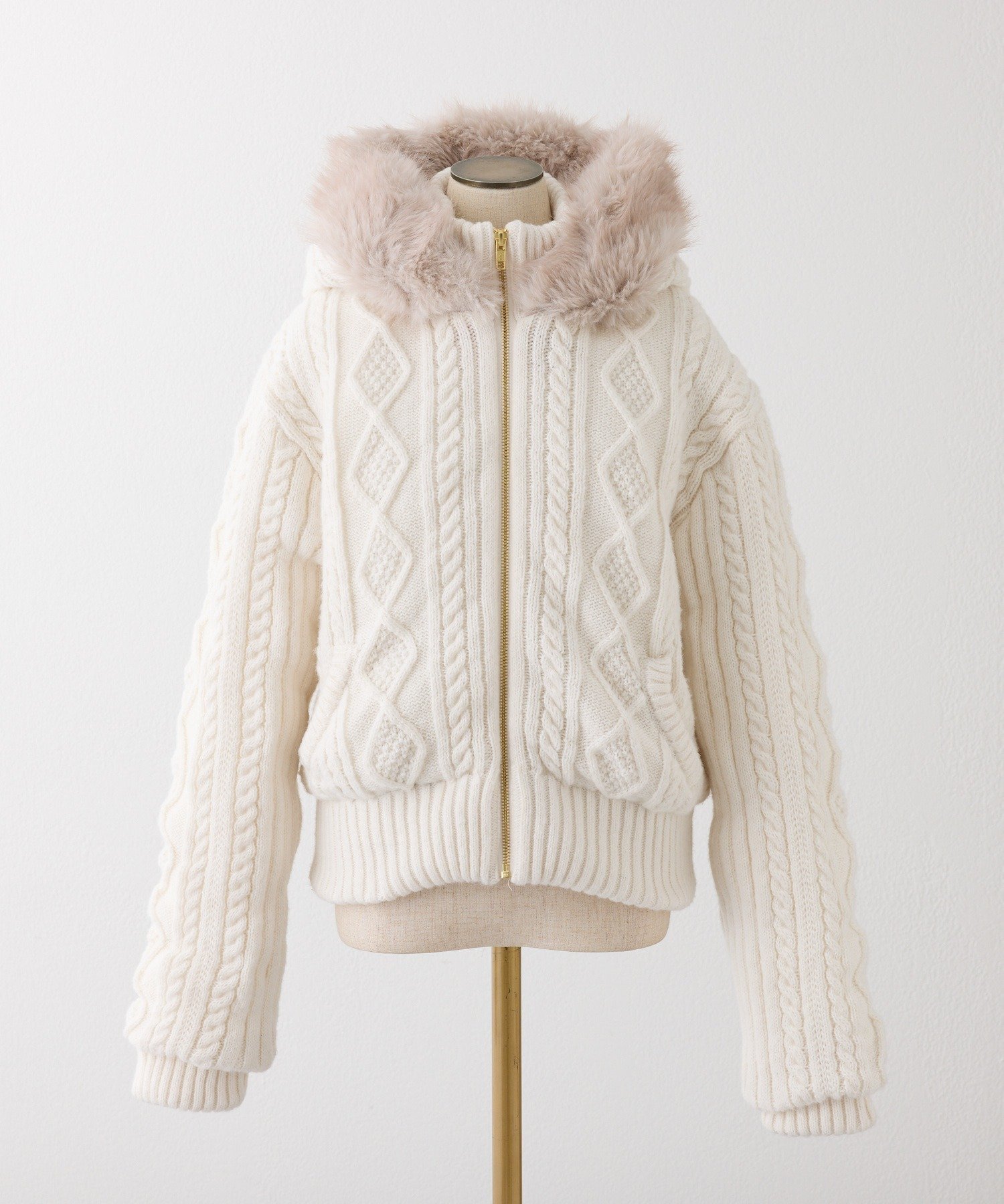 one after another NICE CLAUP｜ケーブルニット中綿ブルゾン | Rakuten