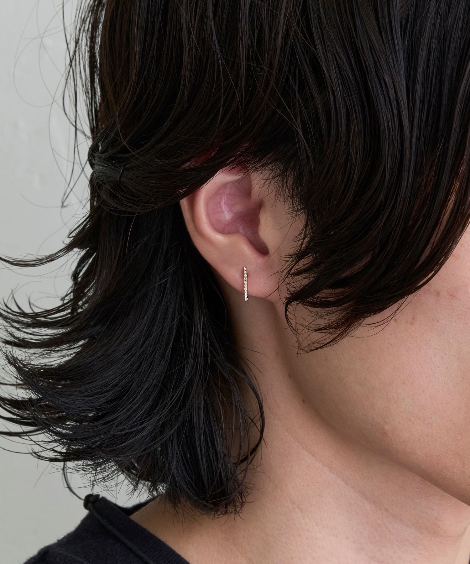 JEWEL ADDICT｜【K10】ダイヤモンドバーピアス /片耳/金属アレルギー