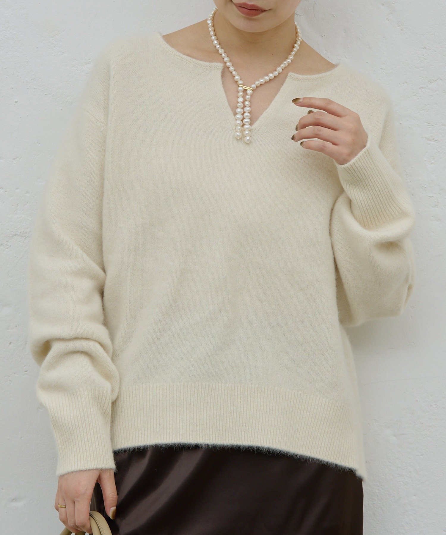 GALLARDAGALANTE｜【デコルテ美人ニット】ファーウールキーネック