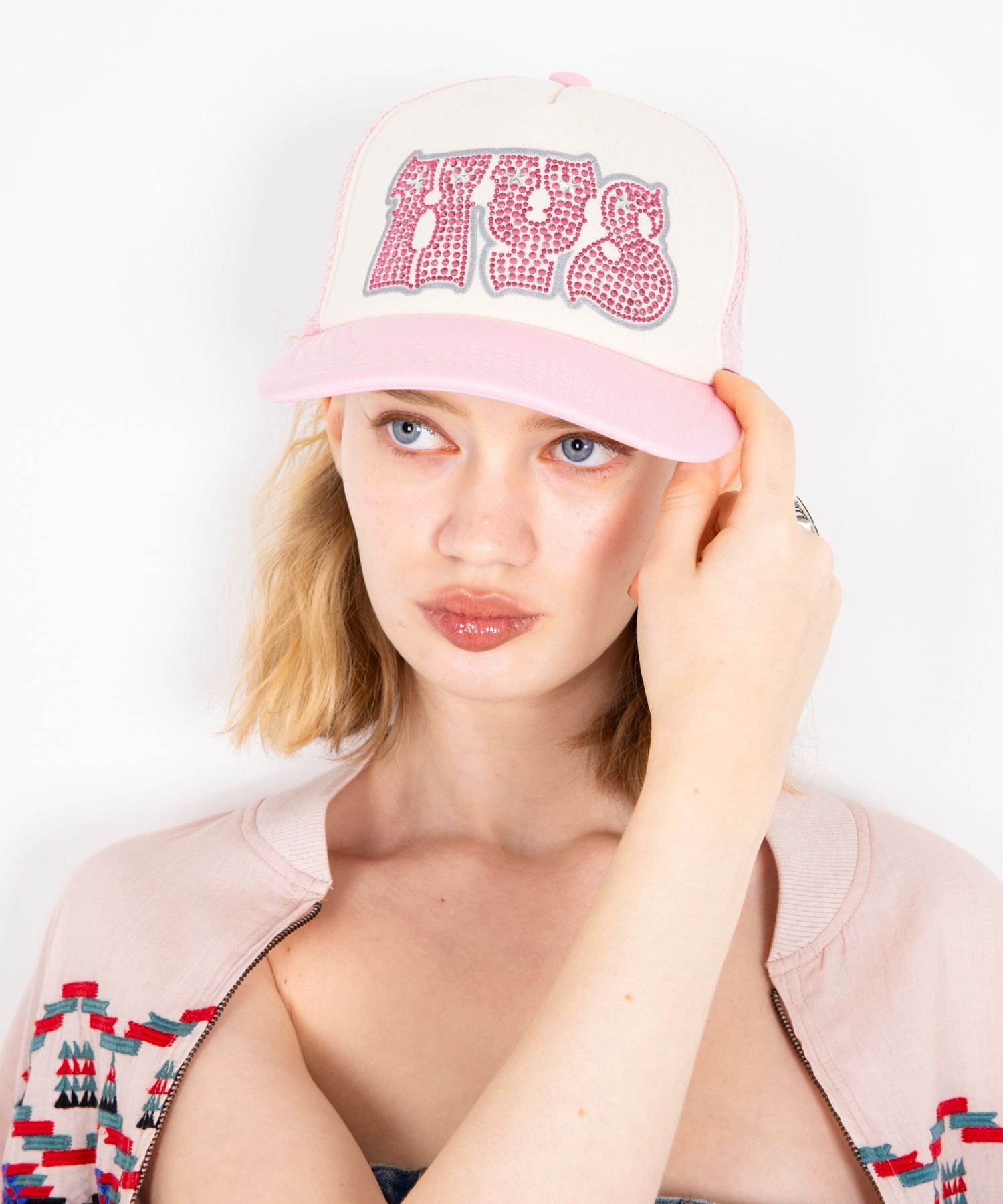 HYSTERIC GLAMOUR｜HYPNOTIZED LOGO ラインストーンメッシュキャップ