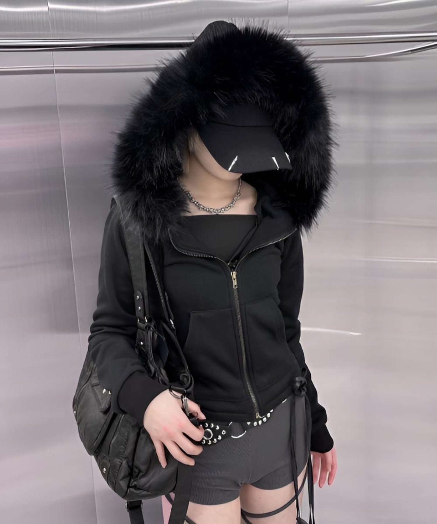 Never mind the XU / Chikashitsu+｜【nmtc +】fur zip up hoodie