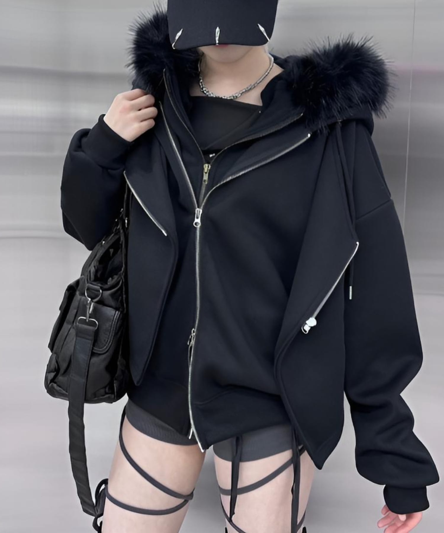 Never mind the XU / Chikashitsu+｜【nmtc +】fur zip up hoodie