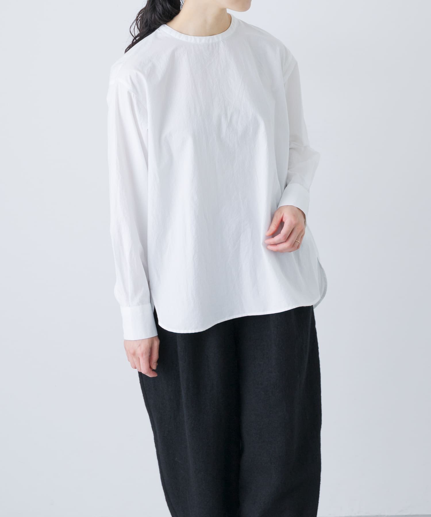 かぐれ｜コットンクルーネックプルオーバーシャツ | Rakuten Fashion